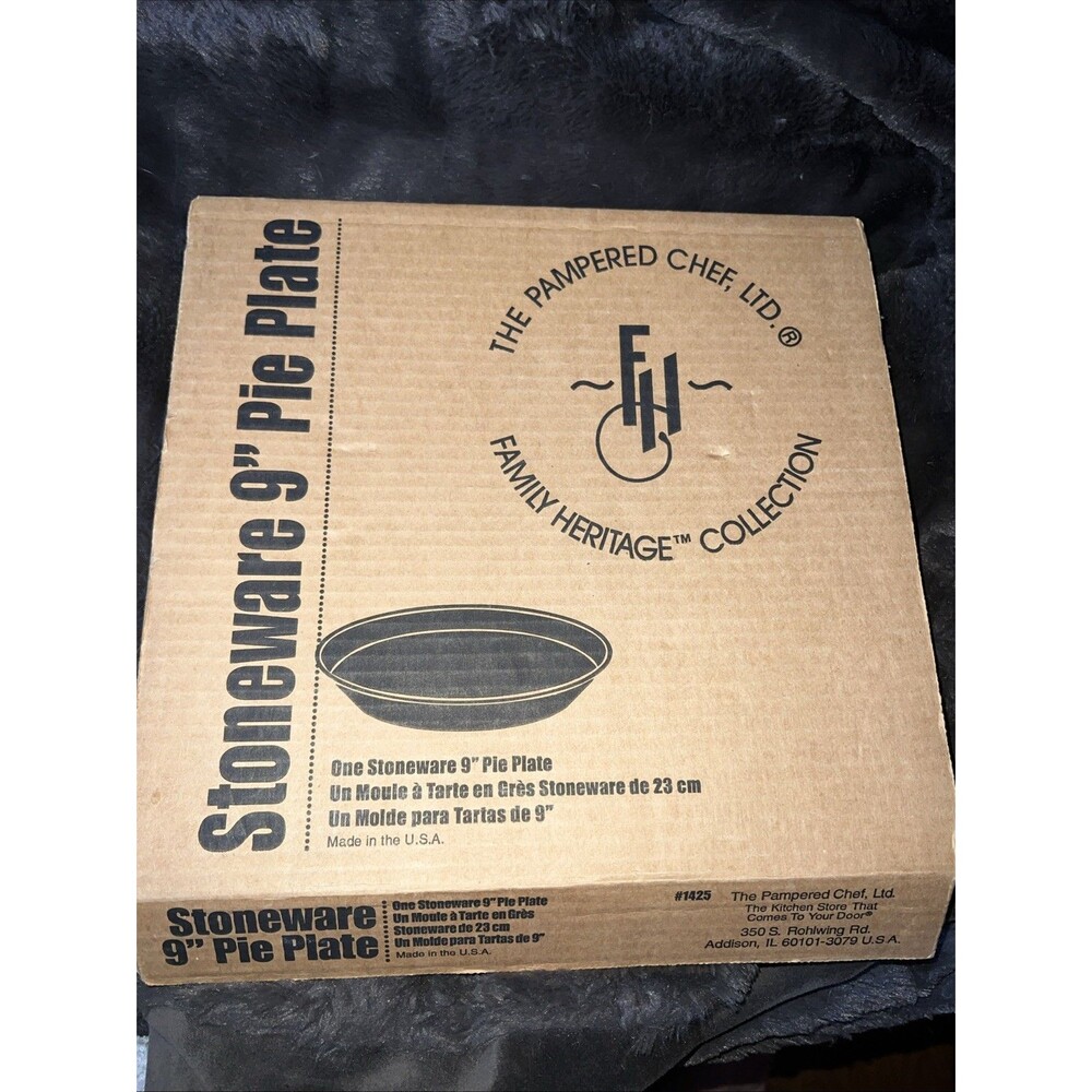 Pampered Chef FH Collection Stoneware Pie Dish Unglazed 9" #1425 U.S.A.